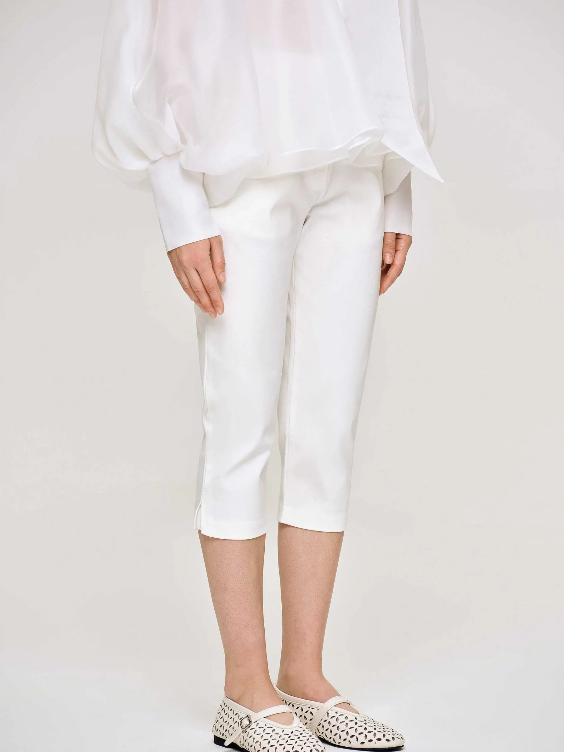 Source Unknown Bas-Pantalon Capri Slim, Blanc