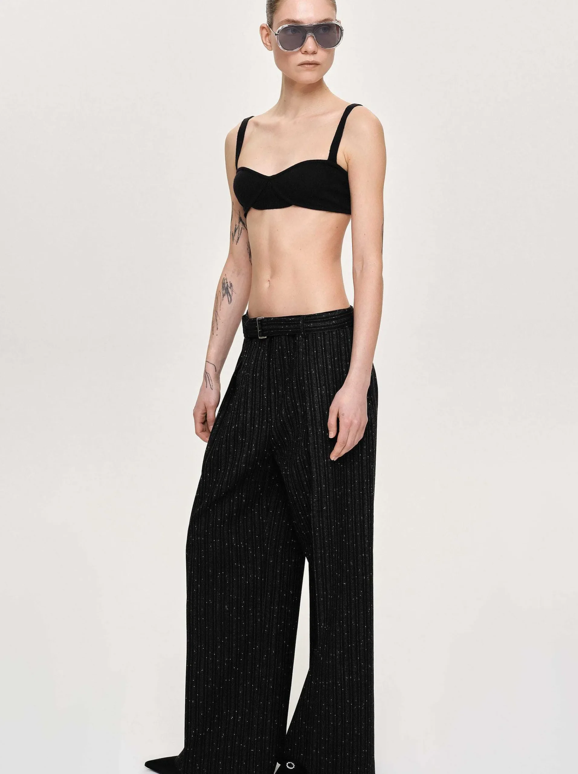 Source Unknown Vêtements-Pantalon De Costume Ceinture, Rayures Noires
