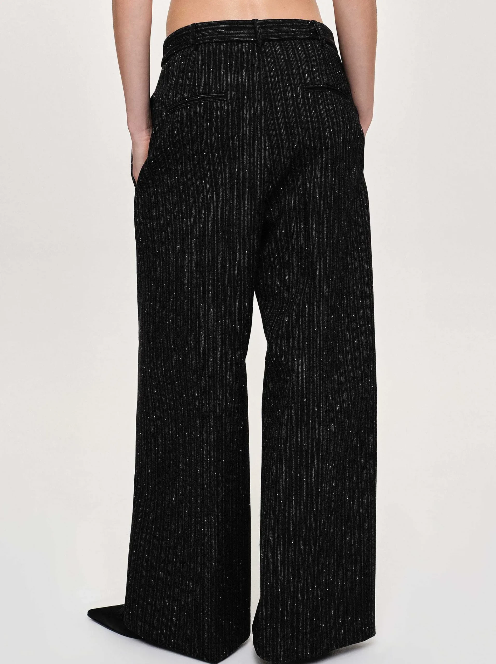 Source Unknown Vêtements-Pantalon De Costume Ceinture, Rayures Noires