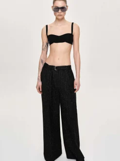 Source Unknown Vêtements-Pantalon De Costume Ceinture, Rayures Noires