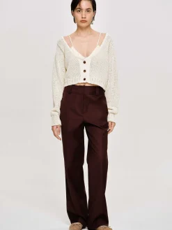 Source Unknown Bas-Pantalon De Costume En Gabardine, Marron Merlot