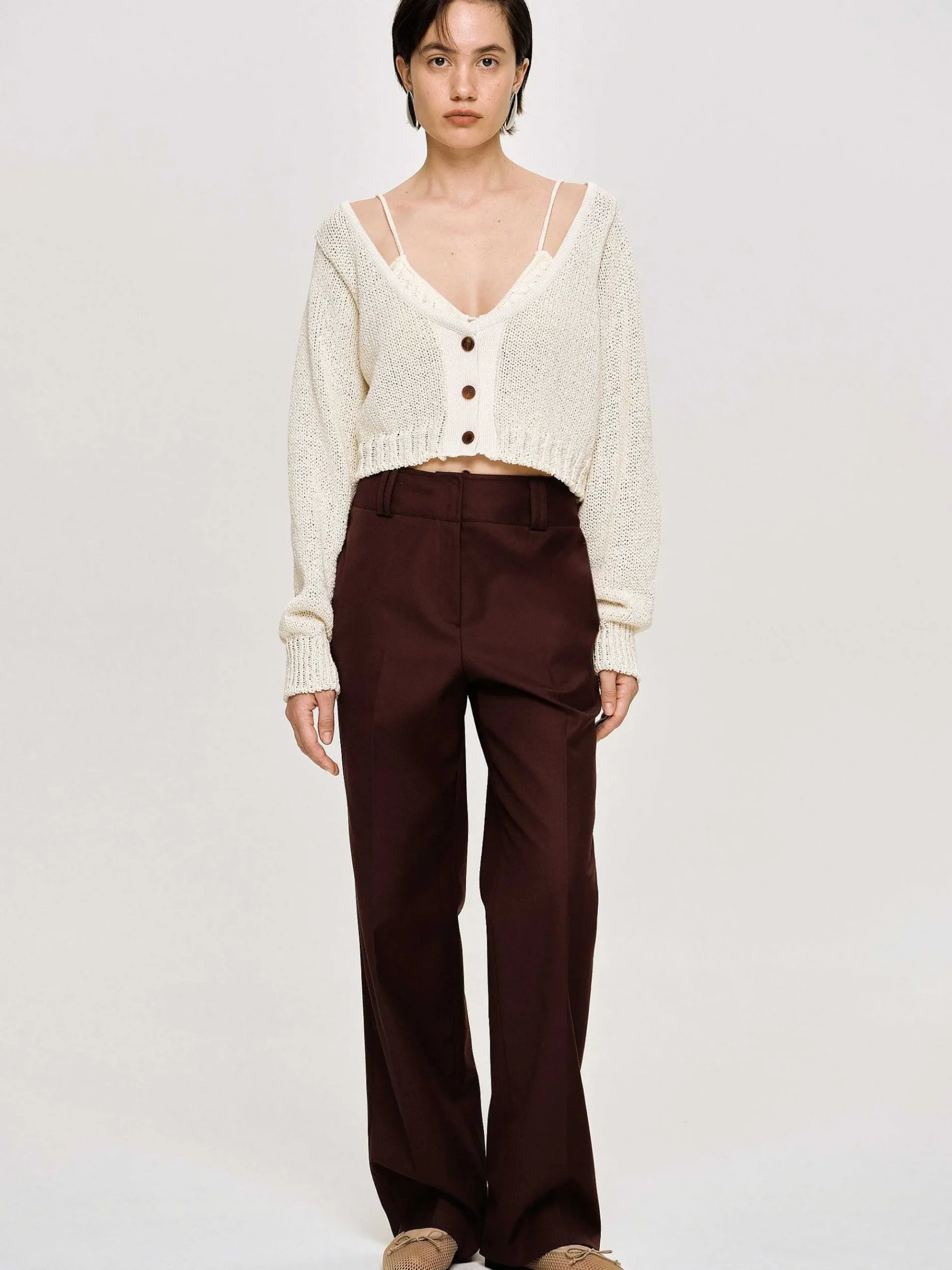 Source Unknown Bas-Pantalon De Costume En Gabardine, Marron Merlot
