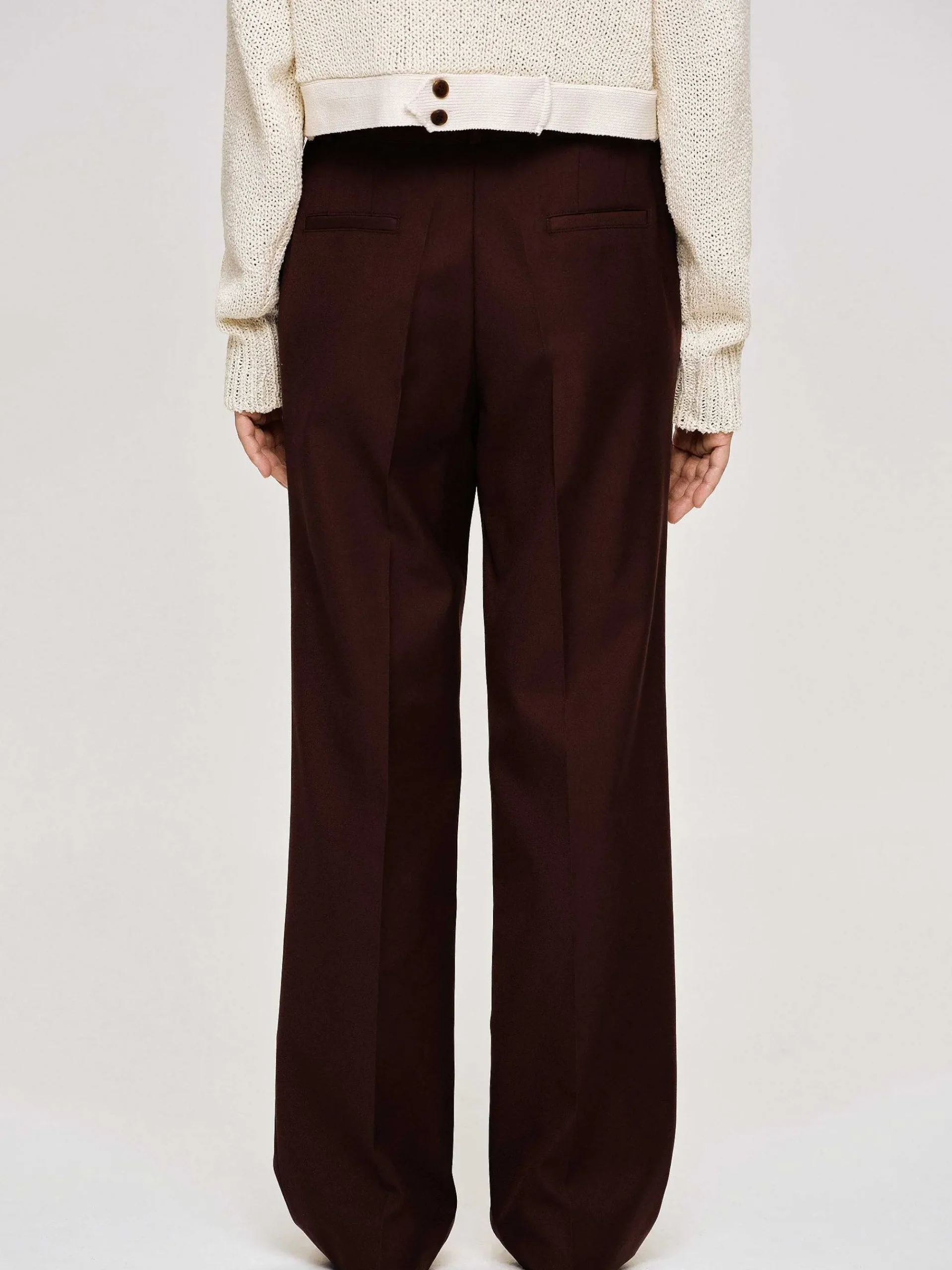 Source Unknown Bas-Pantalon De Costume En Gabardine, Marron Merlot