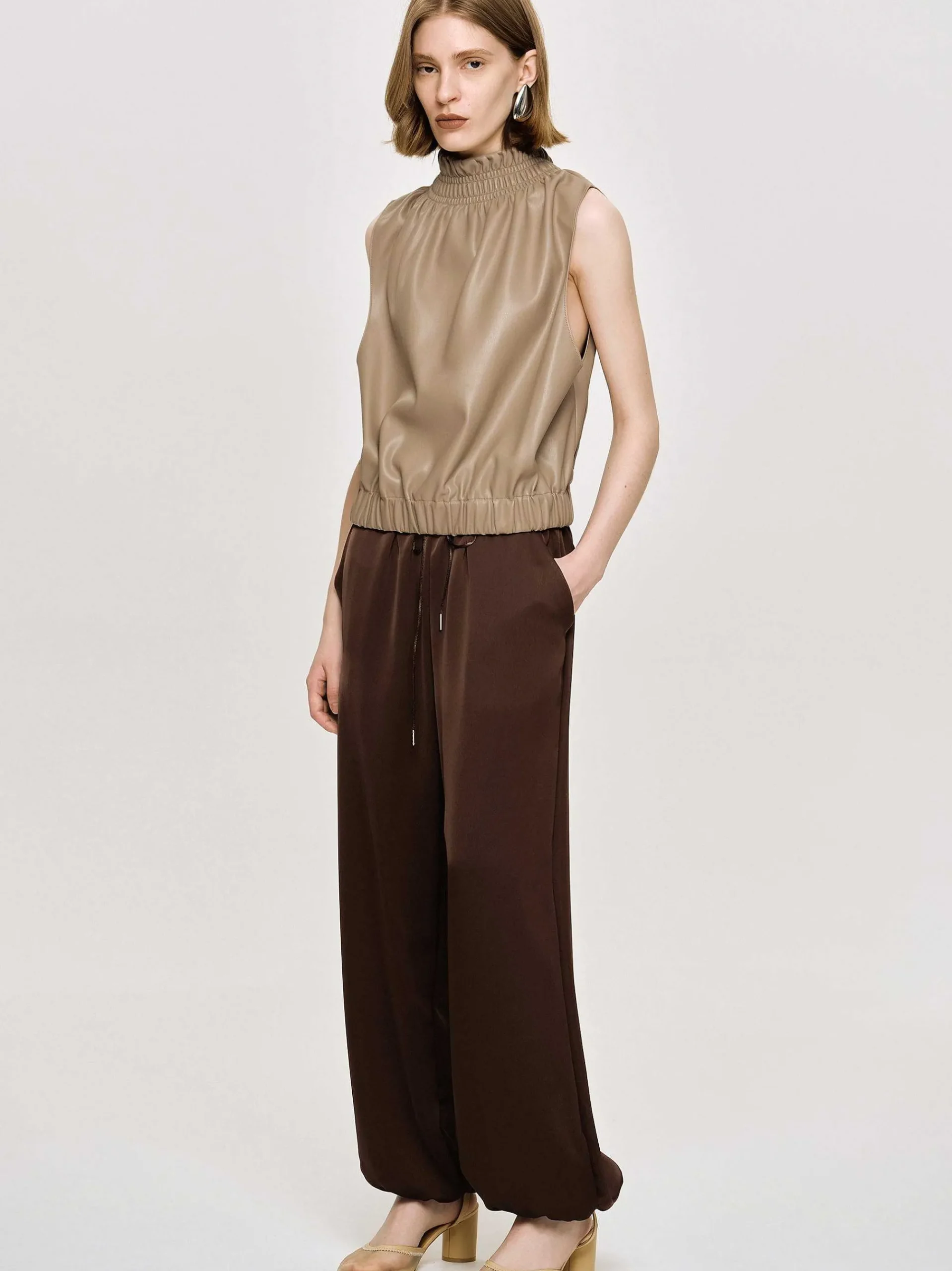 Source Unknown Vêtements-Pantalon De Jogging En Satin, Rouge Merlot