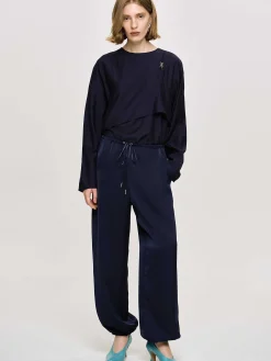 Source Unknown Bas-Pantalon De Jogging En Satin, Bleu Marine