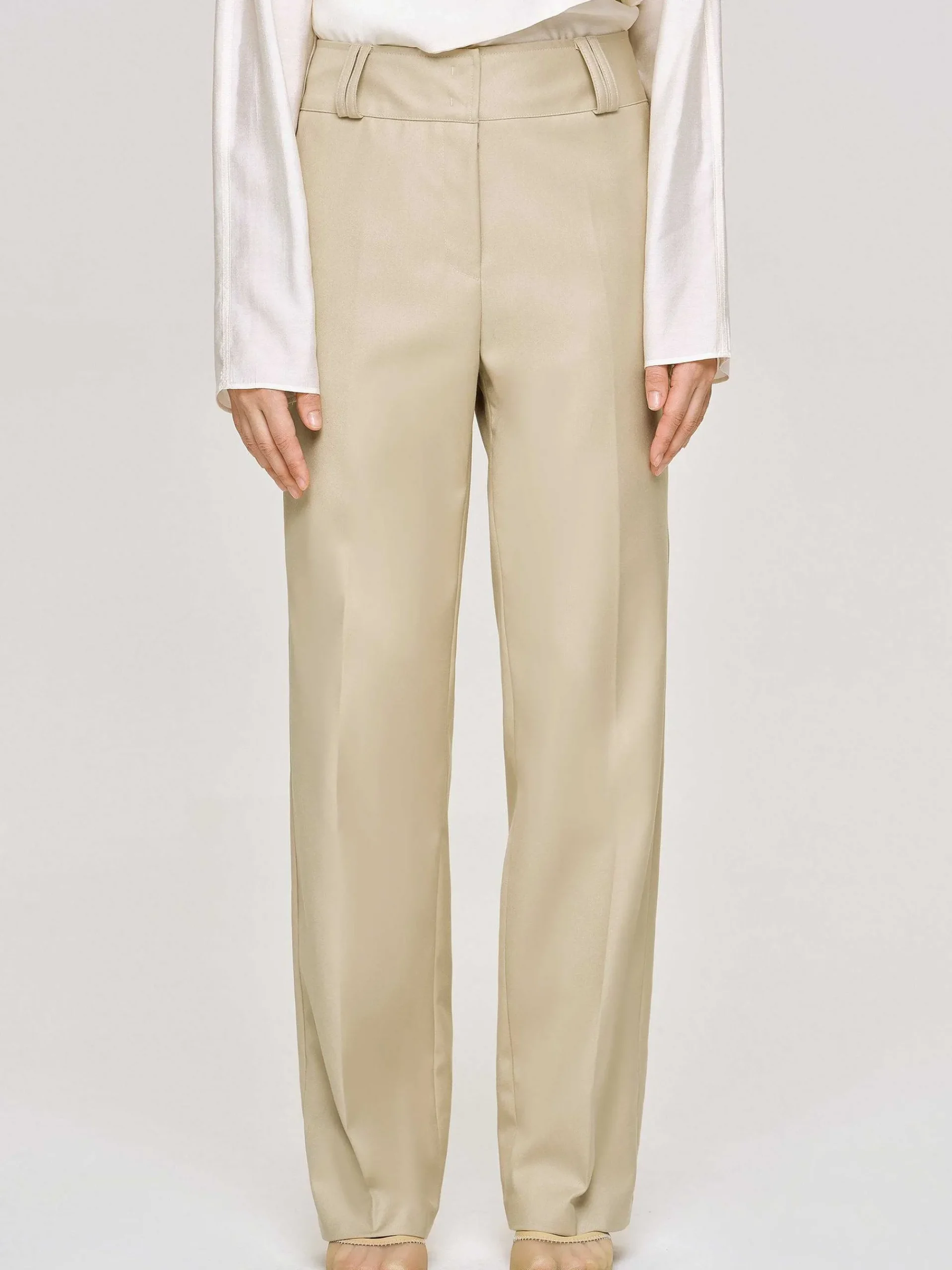 Source Unknown Vêtements-Pantalon Droit En Gabardine, Beige