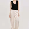 Source Unknown Accessoires-Pantalon En Crepe Satine, Champagne