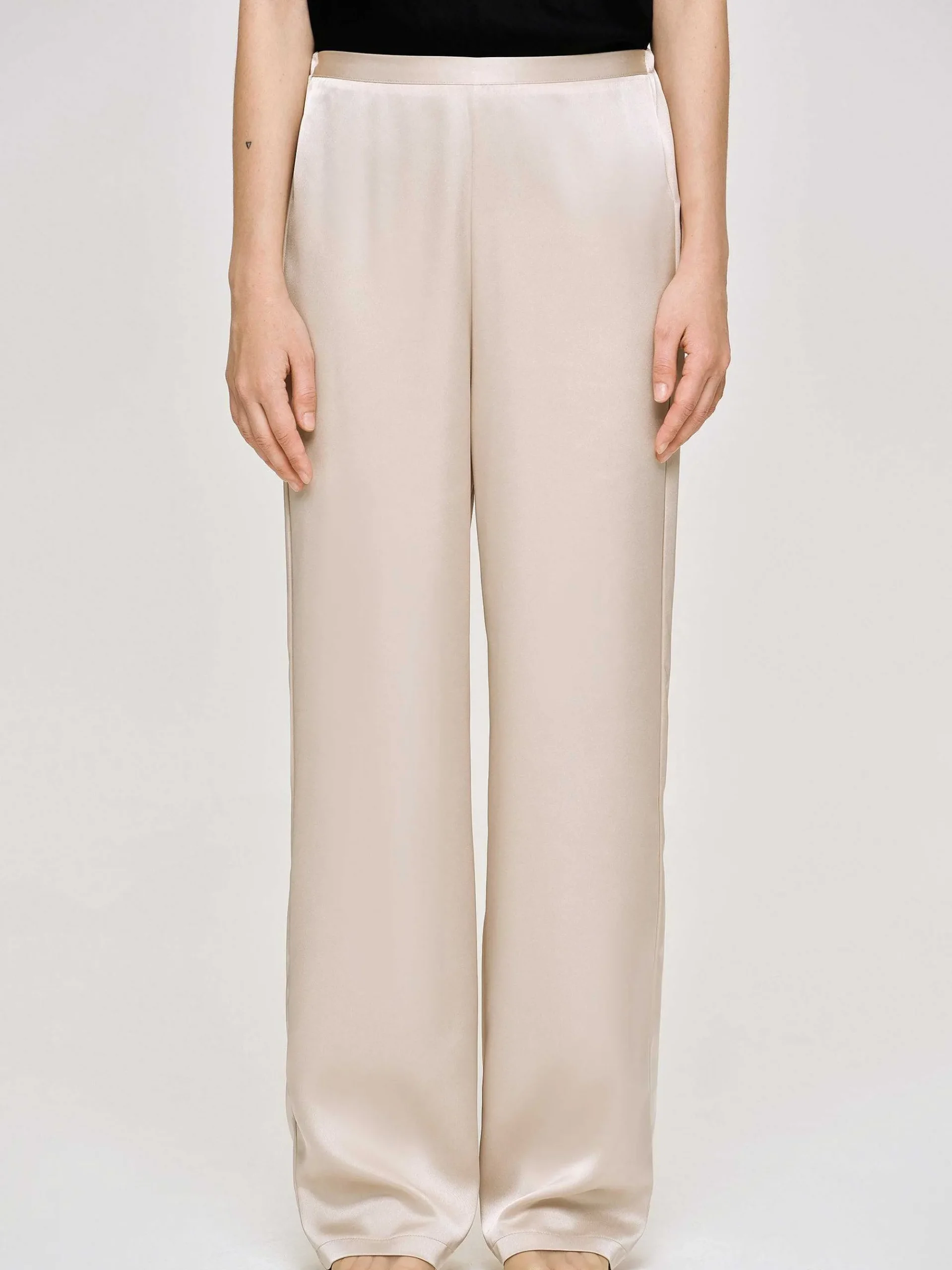 Source Unknown Accessoires-Pantalon En Crepe Satine, Champagne