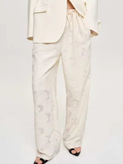 Source Unknown Bas-Pantalon Jacquard A Cordon, Ivoire