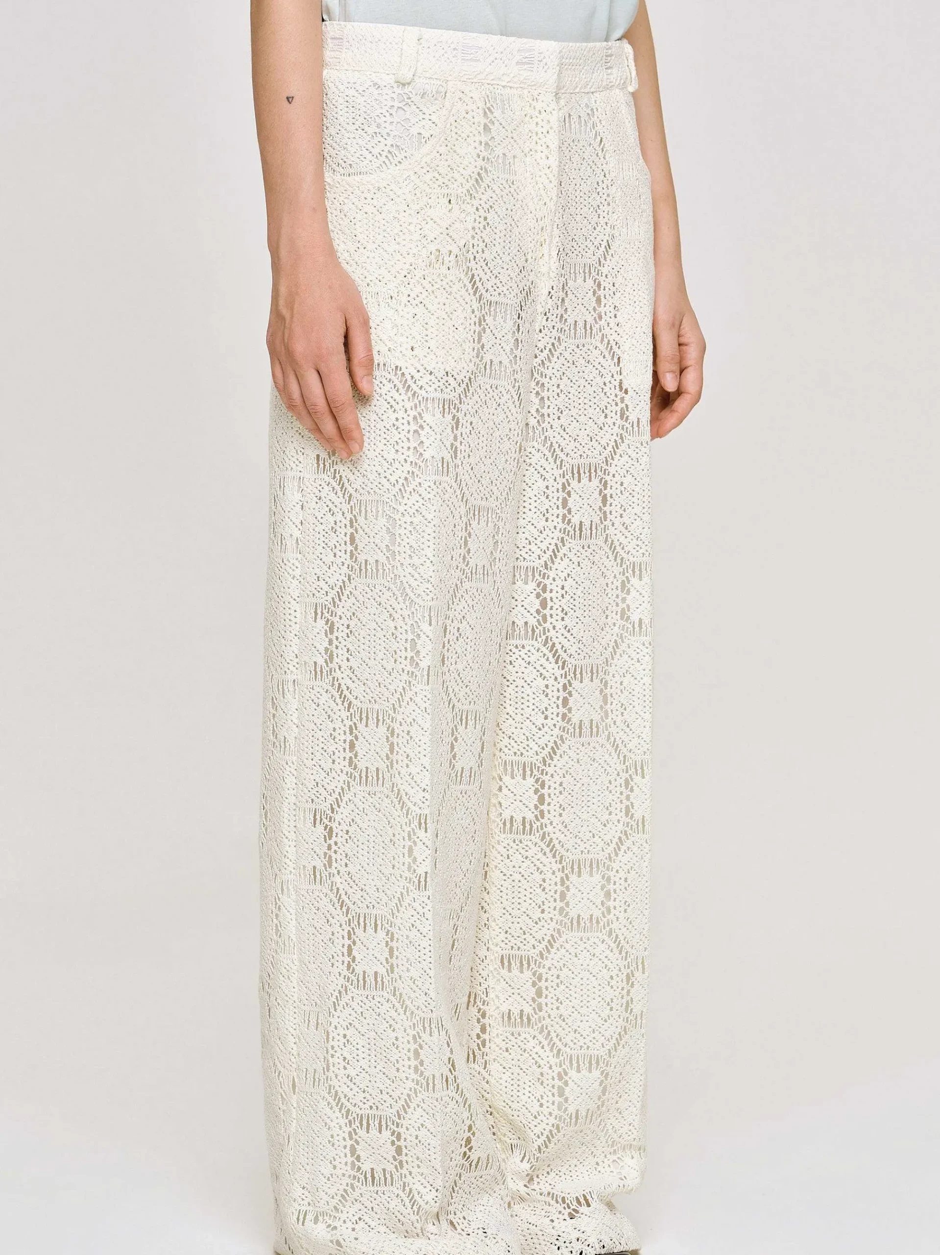 Source Unknown Vêtements-Pantalon Large Au Crochet Sevilla, Ecru