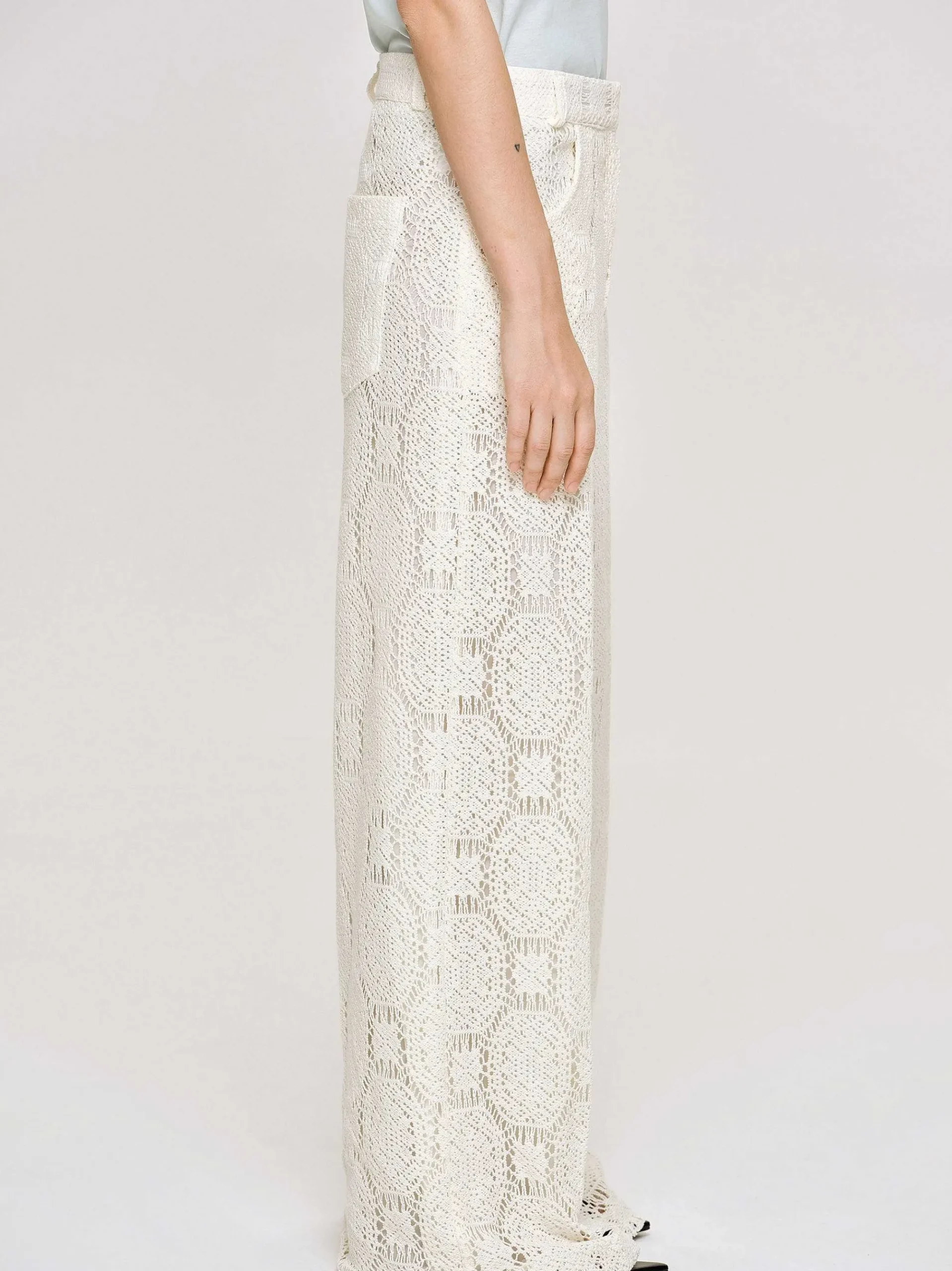 Source Unknown Vêtements-Pantalon Large Au Crochet Sevilla, Ecru