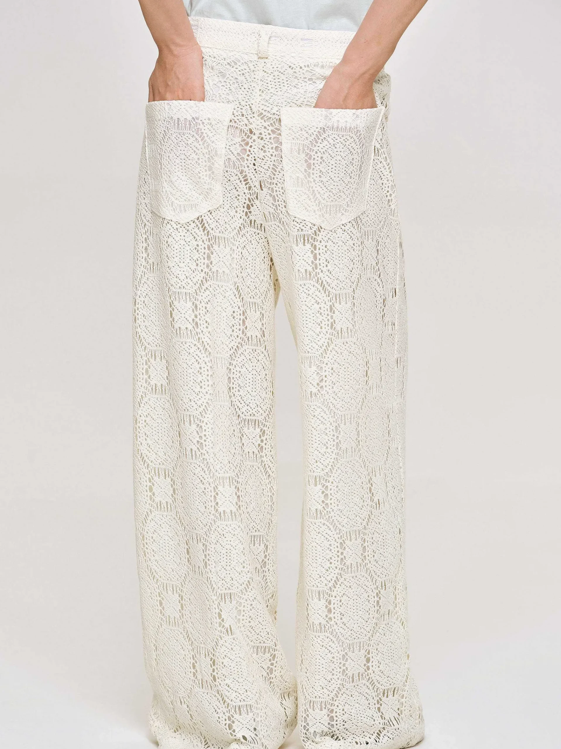 Source Unknown Vêtements-Pantalon Large Au Crochet Sevilla, Ecru