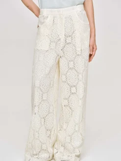 Source Unknown Vêtements-Pantalon Large Au Crochet Sevilla, Ecru