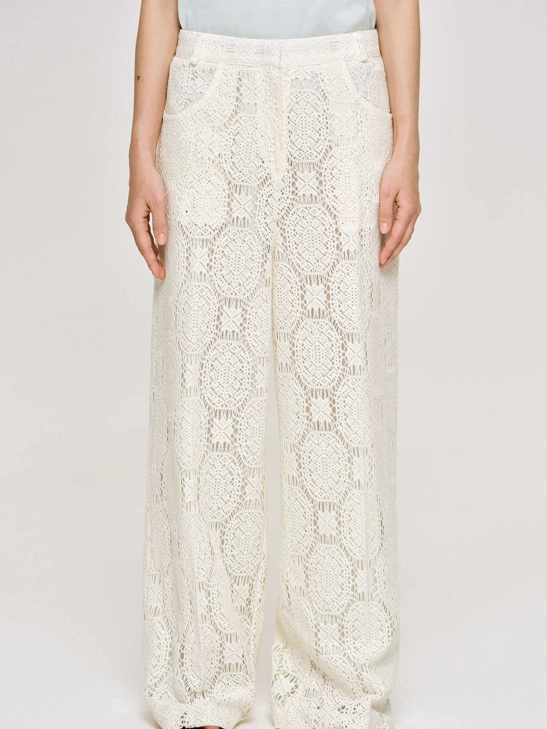 Source Unknown Vêtements-Pantalon Large Au Crochet Sevilla, Ecru