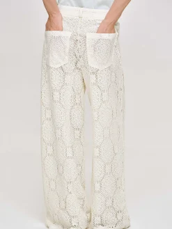 Source Unknown Bas-Pantalon Large Au Crochet Sevilla, Ecru