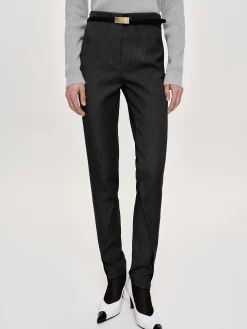 Source Unknown Bas-Pantalon Slim Coupe Biais Tyia, Charbon Fonce