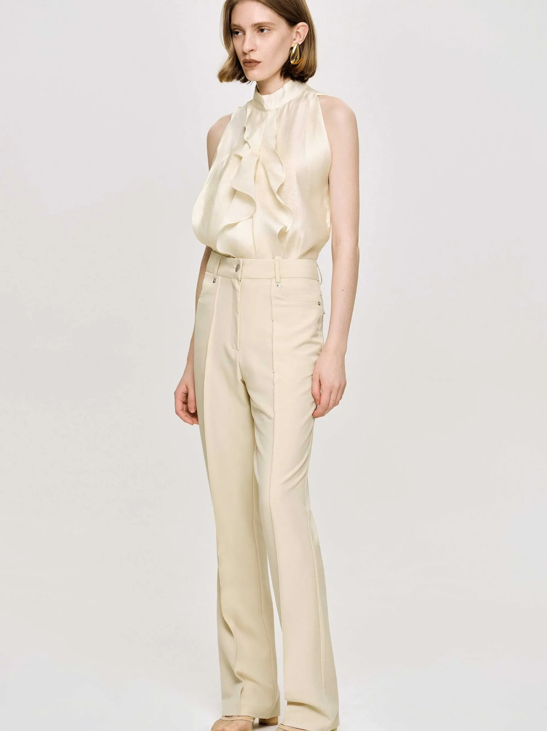 Source Unknown Bas-Pantalon Slim Froisse, Beurre