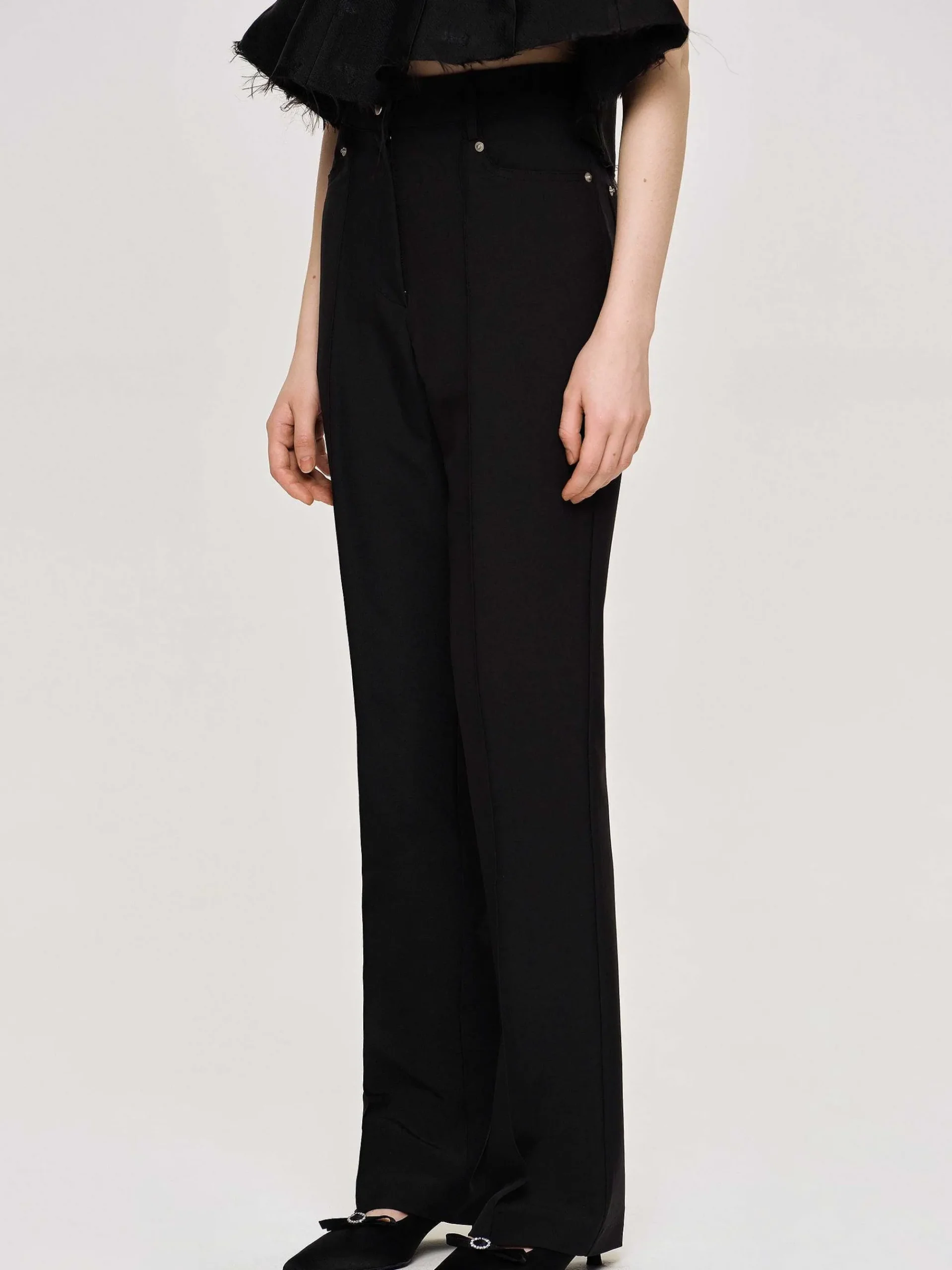 Source Unknown Vêtements-Pantalon Slim Froisse, Noir