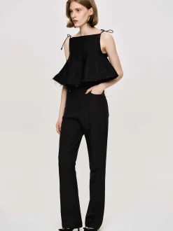 Source Unknown Bas-Pantalon Slim Froisse, Noir
