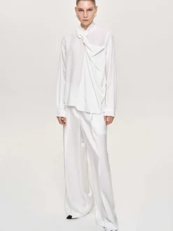 Source Unknown Vêtements-Pantalon Taiamo Fluide Satin, Blanc