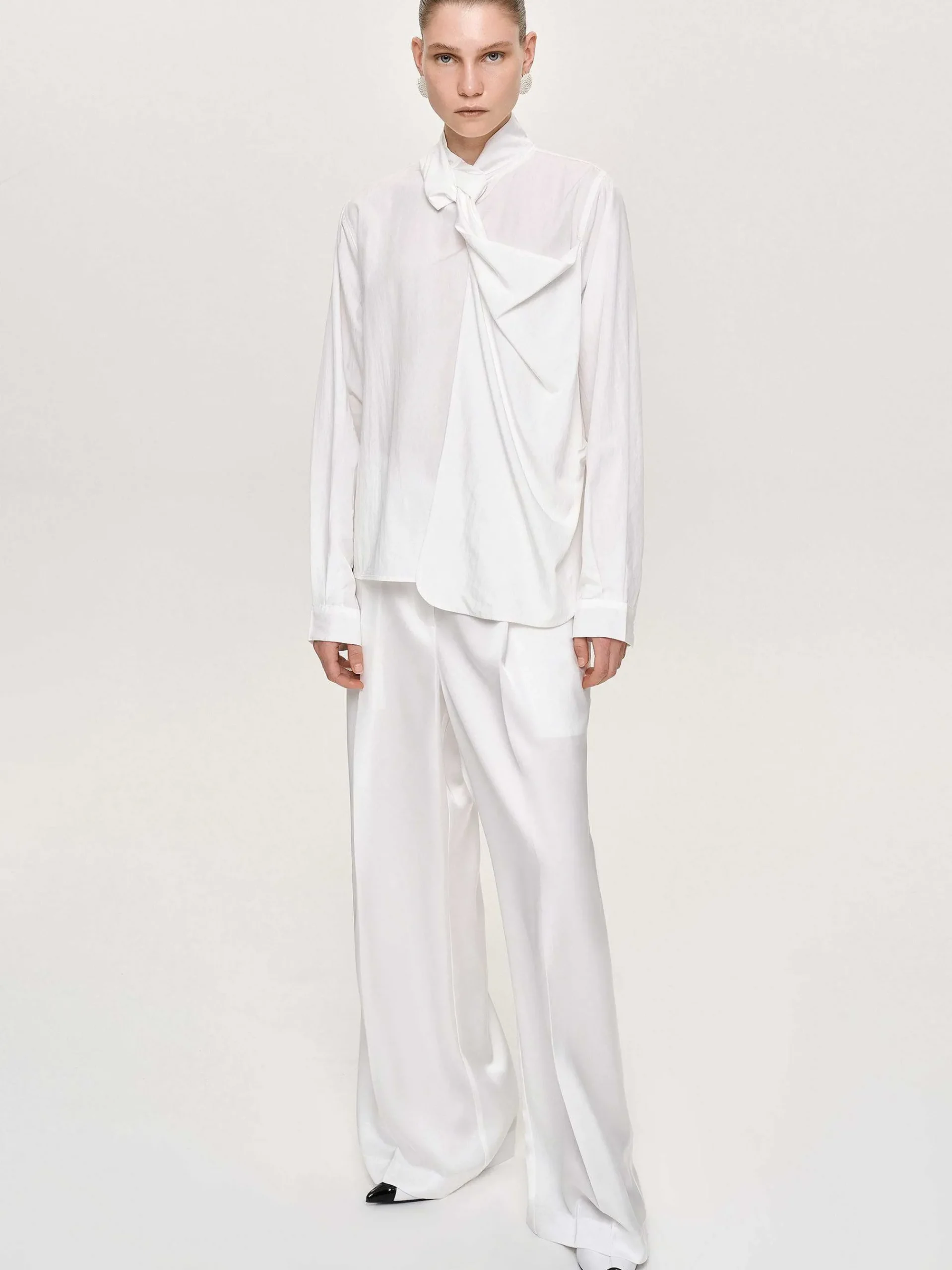 Source Unknown Vêtements-Pantalon Taiamo Fluide Satin, Blanc