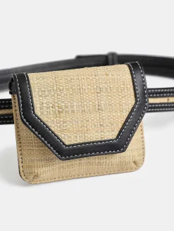 Source Unknown Vêtements-Petit Sac Ceinture En Raphia, Naturel