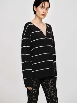 Source Unknown Vêtements-Pull A Col En V Profond, Noir