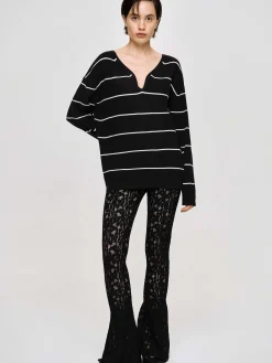 Source Unknown Vêtements-Pull A Col En V Profond, Noir