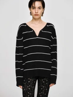 Source Unknown Tricots-Pull A Col En V Profond, Noir