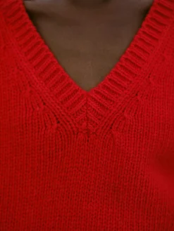 Source Unknown Tricots-Pull En Laine Extra Fine, Rouge
