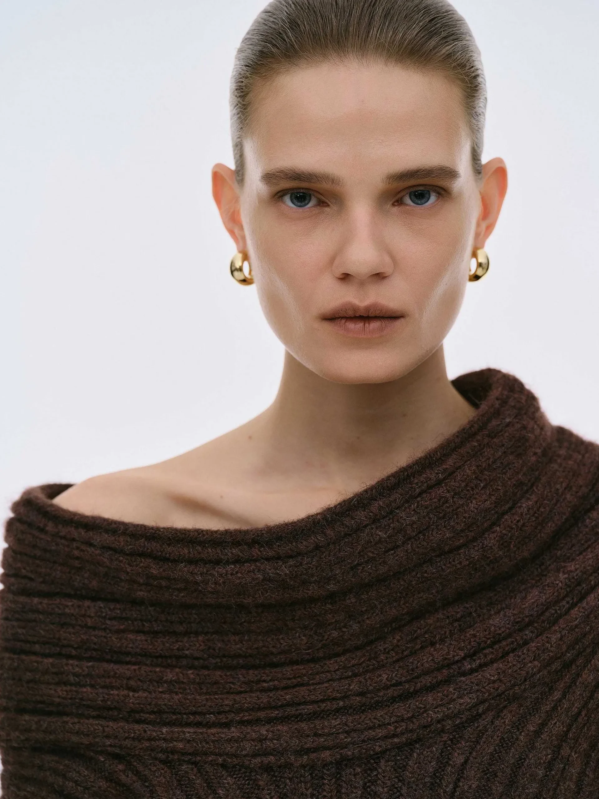 Source Unknown Accessoires-Pull Surdimensionne En Tricot A Rouleau Eleve Becca, Chocolat
