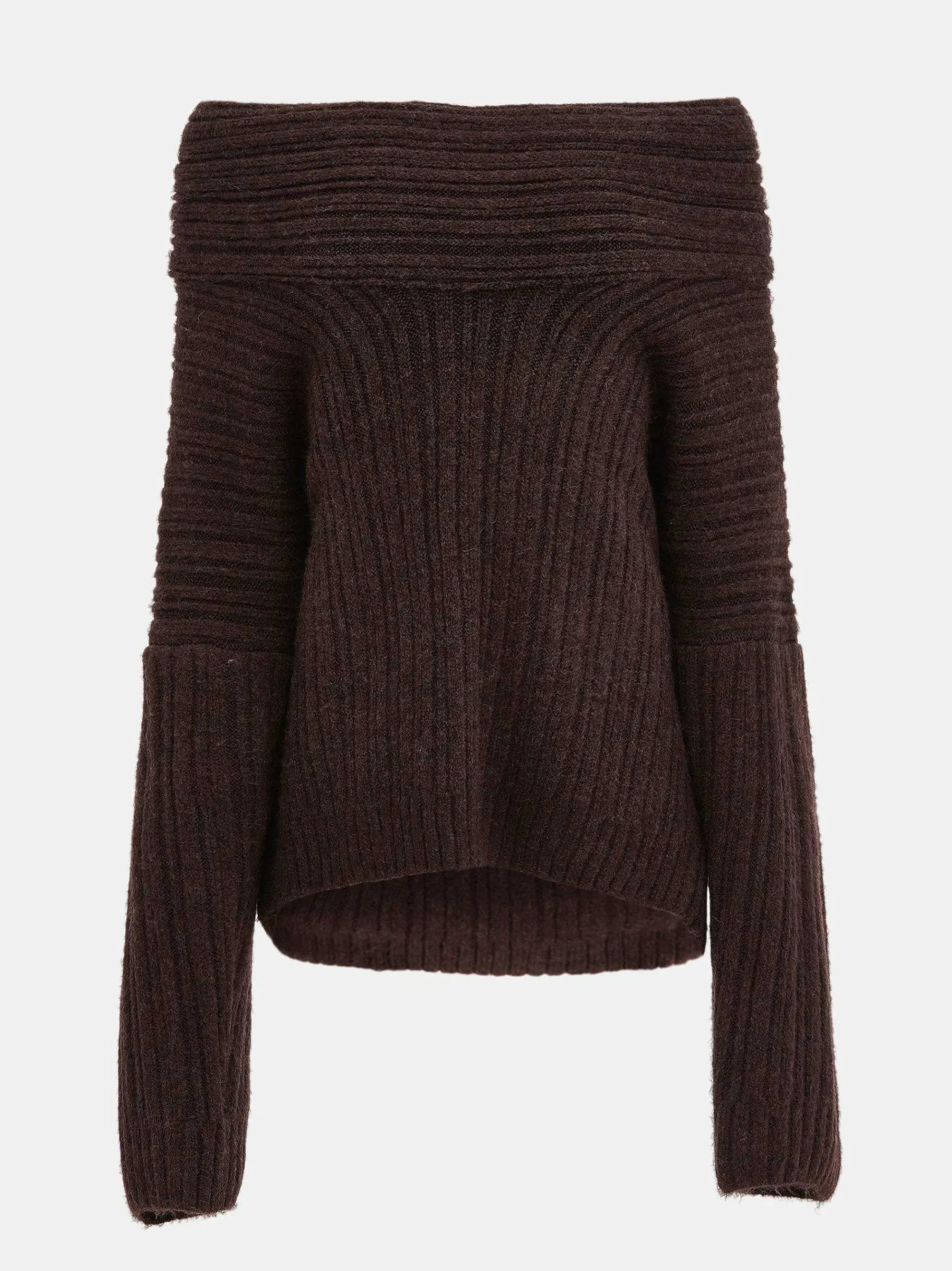 Source Unknown Accessoires-Pull Surdimensionne En Tricot A Rouleau Eleve Becca, Chocolat