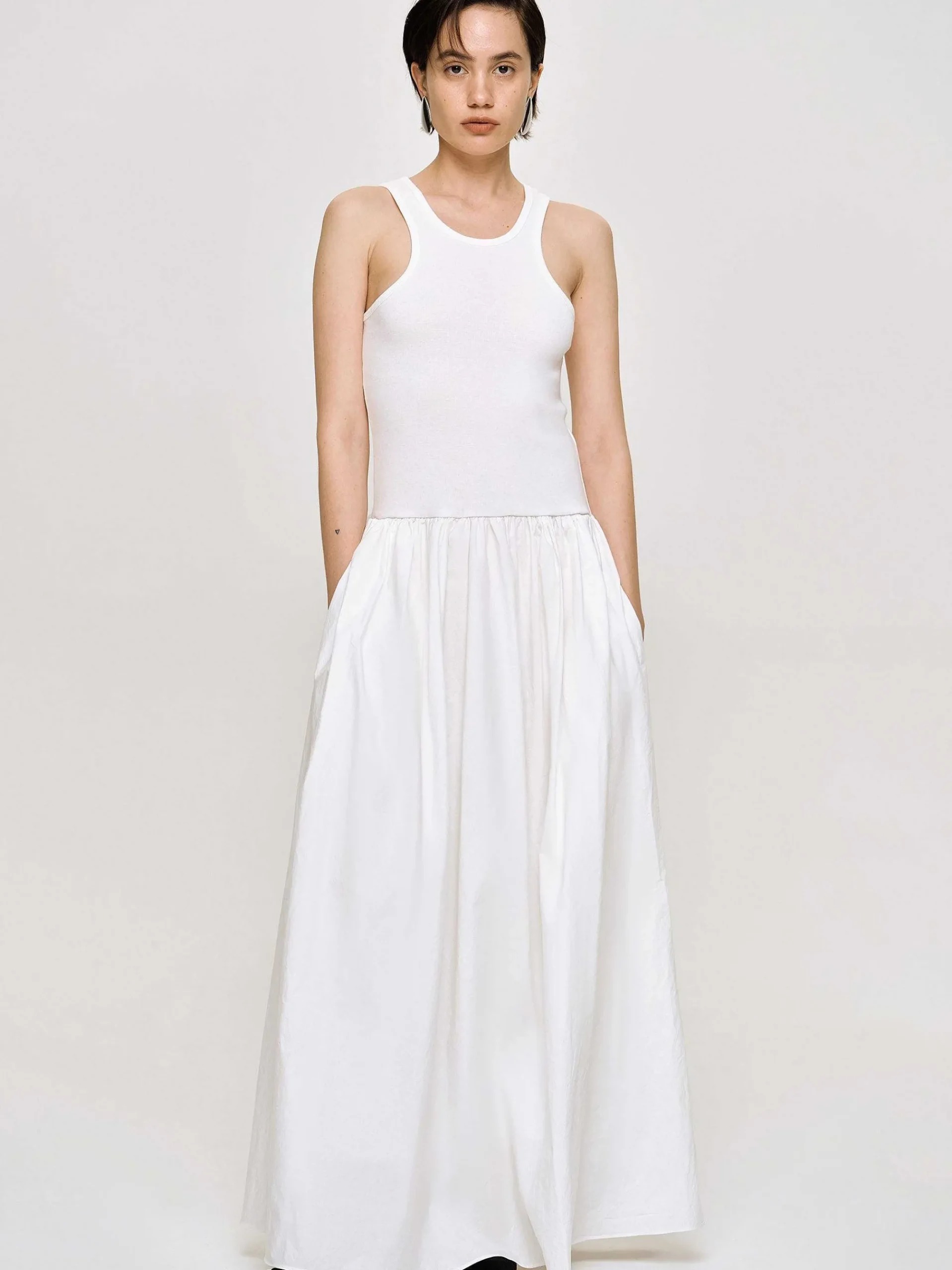 Source Unknown Vêtements-Robe Debardeur Amal Taille Basse Racer, Blanc