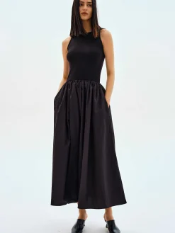 Source Unknown Robes-Robe Debardeur En Coton, Noir