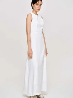 Source Unknown Vêtements-Robe Longue Ajustee, Blanc