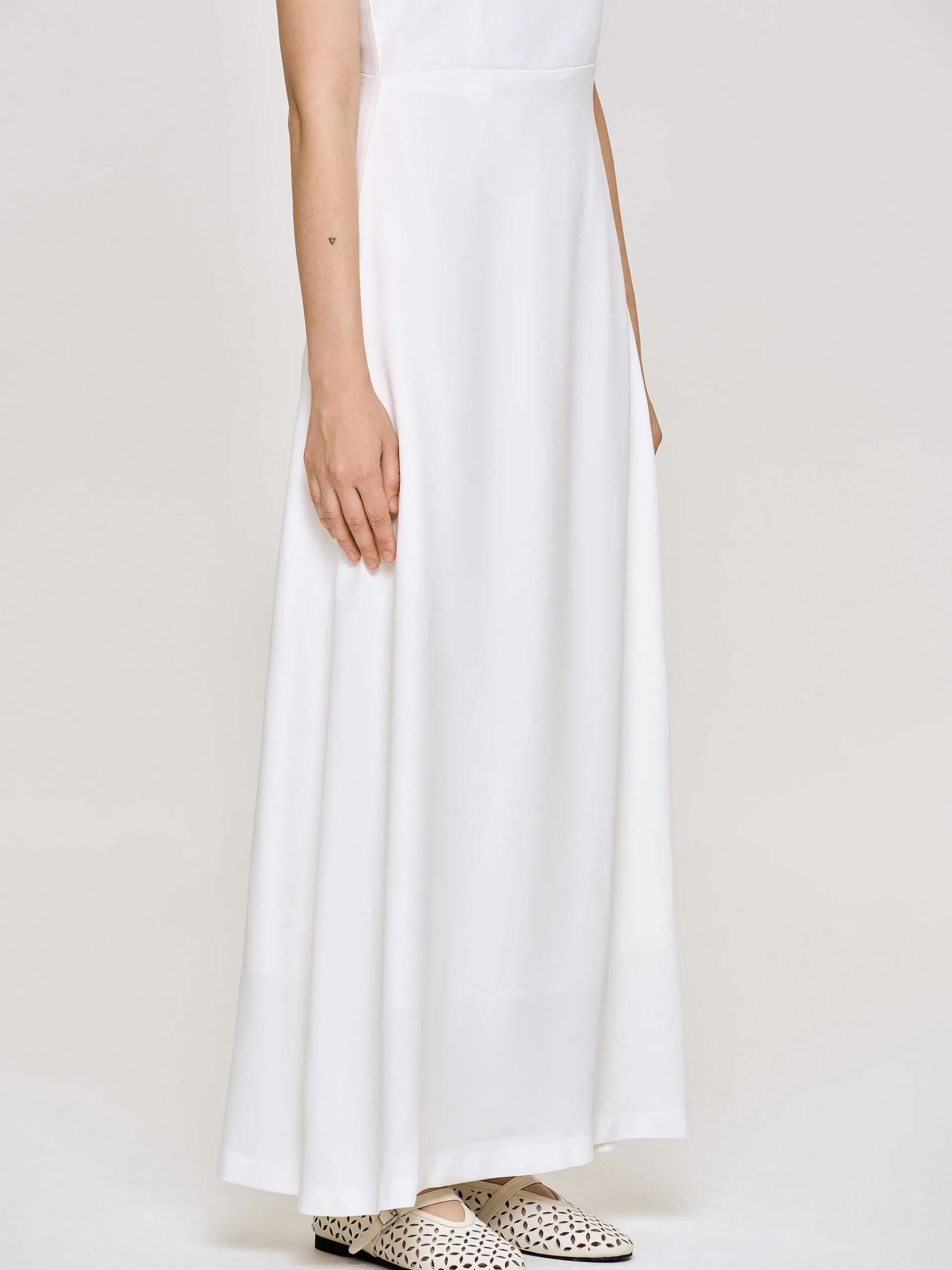 Source Unknown Vêtements-Robe Longue Ajustee, Blanc