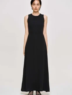 Source Unknown Robes-Robe Longue Ajustee, Noir