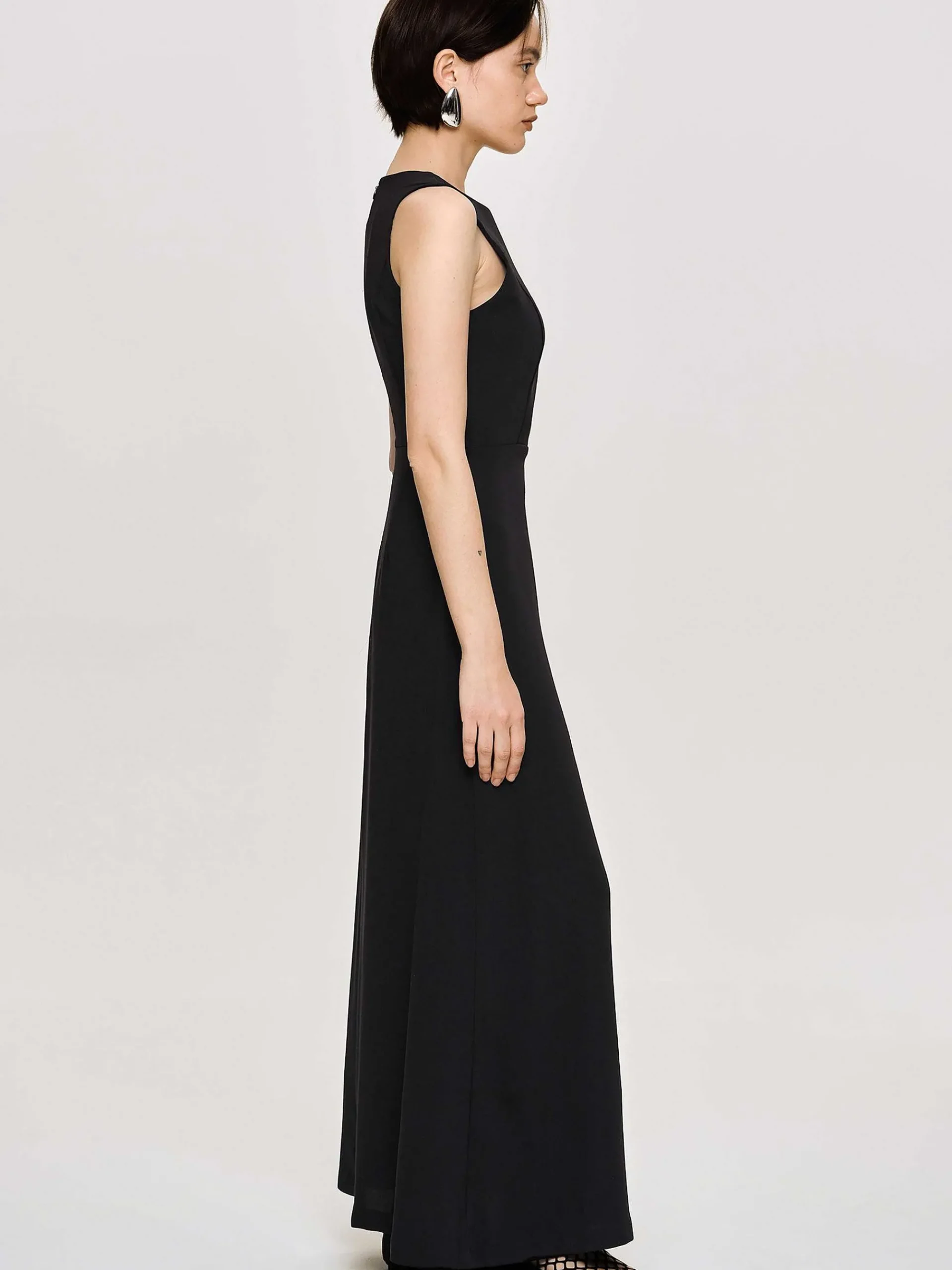Source Unknown Vêtements-Robe Longue Ajustee, Noir