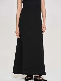 Source Unknown Vêtements-Robe Longue Ajustee, Noir