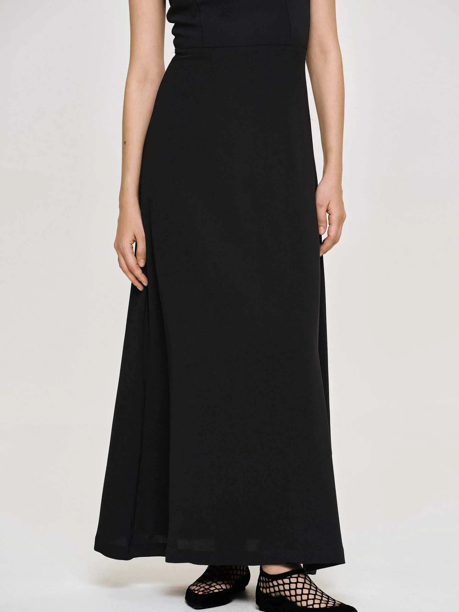 Source Unknown Vêtements-Robe Longue Ajustee, Noir