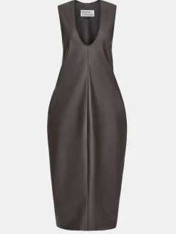 Source Unknown Vêtements-Robe Longue En Similicuir Adua, Chocolat
