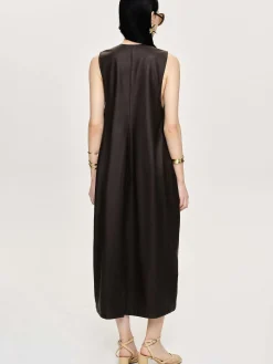 Source Unknown Vêtements-Robe Longue En Similicuir Adua, Chocolat