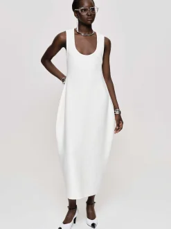 Source Unknown Vêtements-Robe Mi-Longue Adua Vase, Blanc