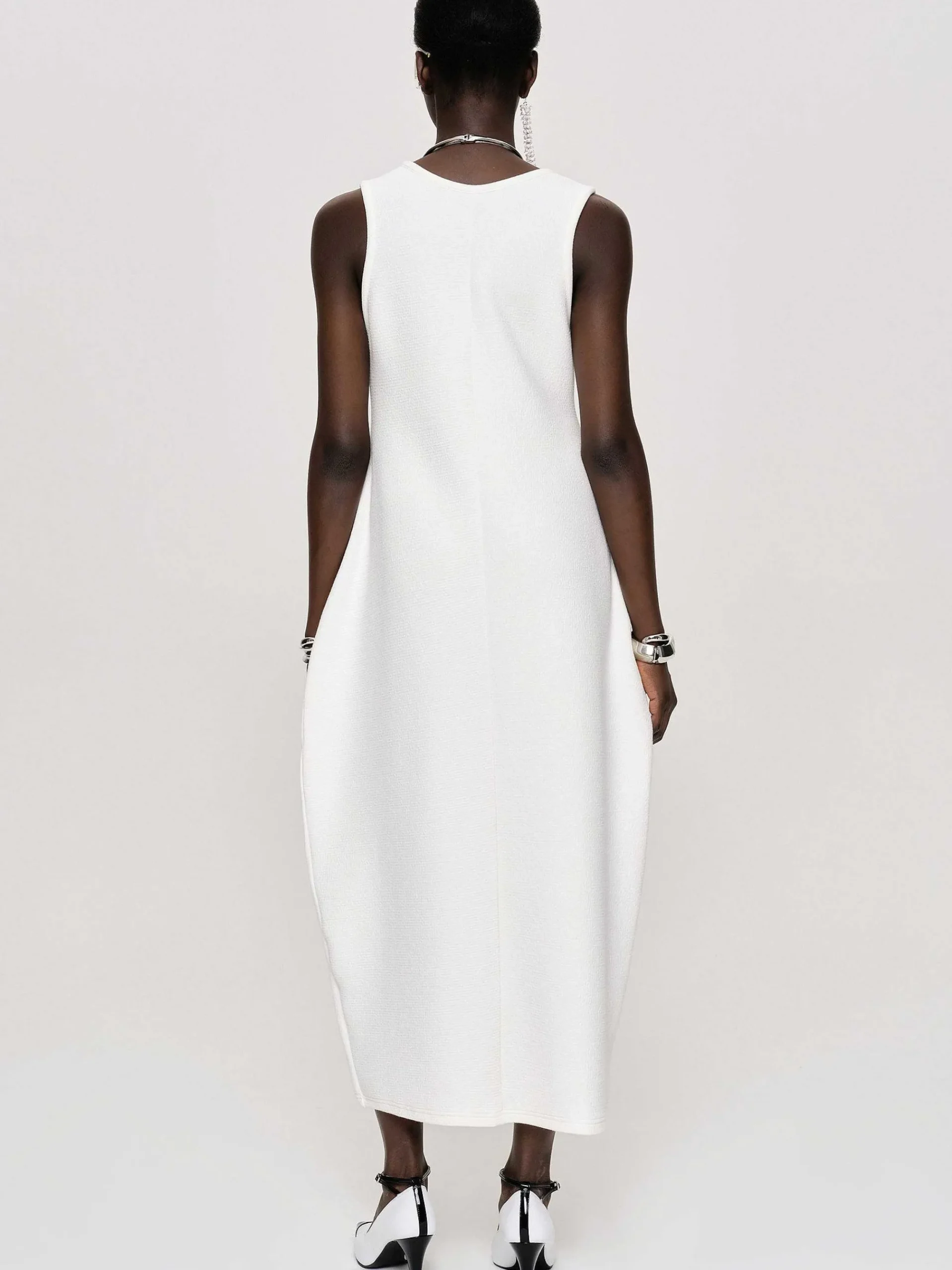 Source Unknown Vêtements-Robe Mi-Longue Adua Vase, Blanc