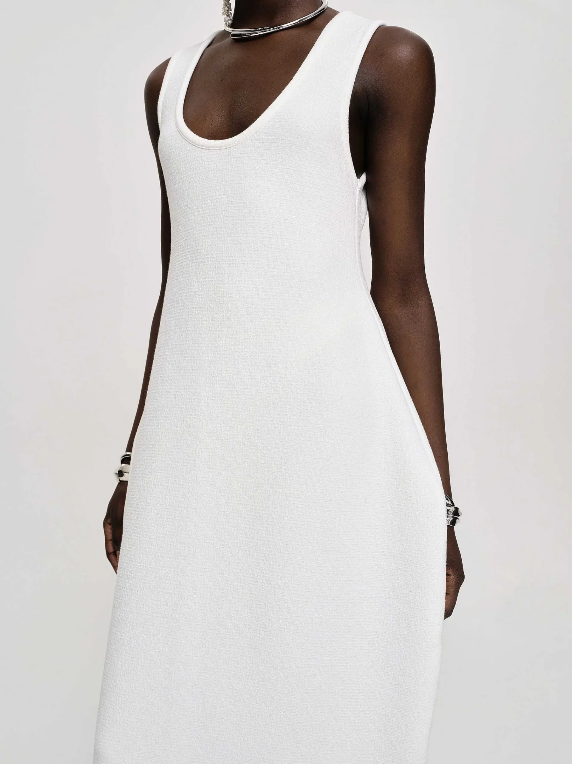 Source Unknown Vêtements-Robe Mi-Longue Adua Vase, Blanc