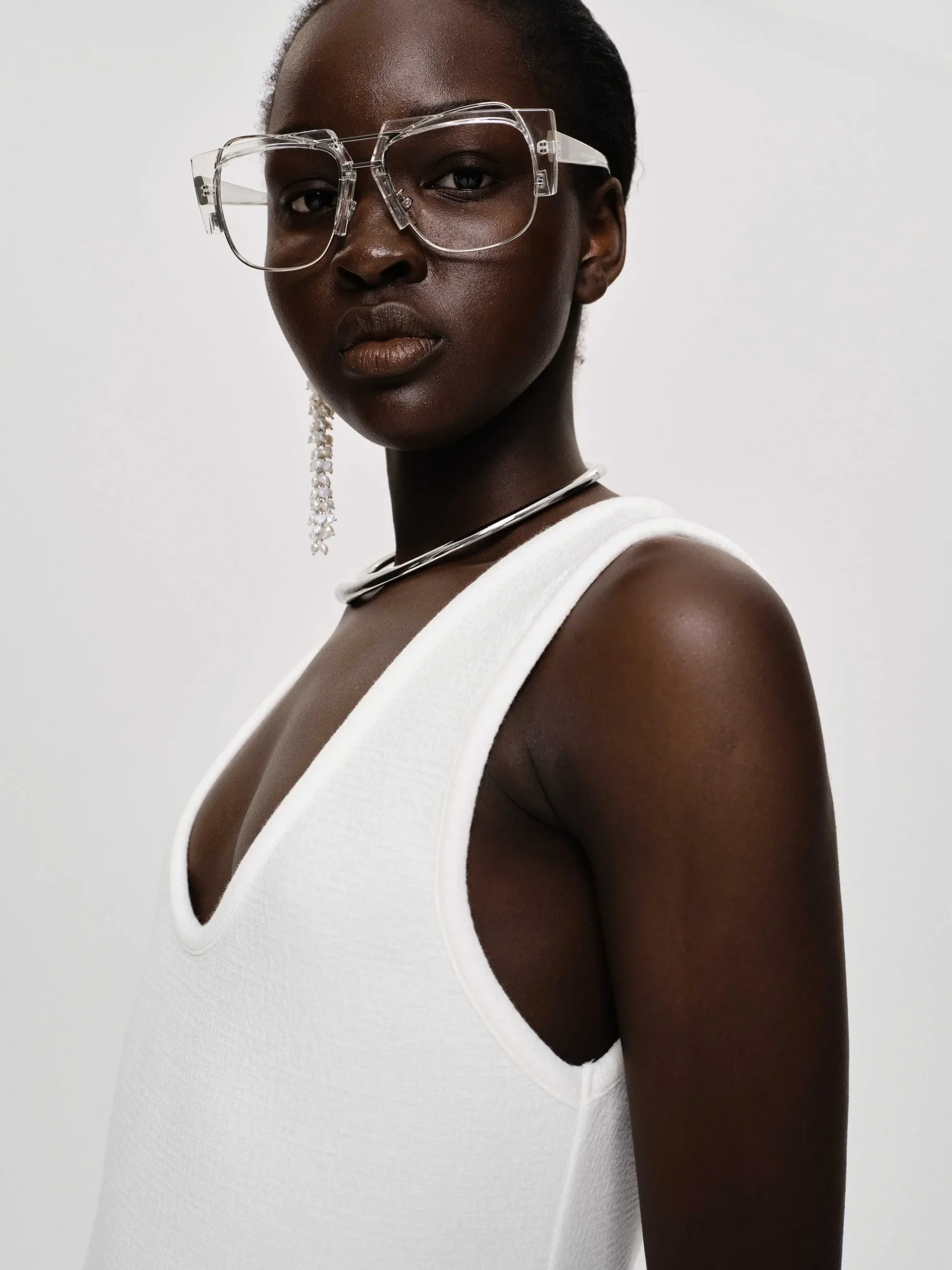 Source Unknown Vêtements-Robe Mi-Longue Adua Vase, Blanc