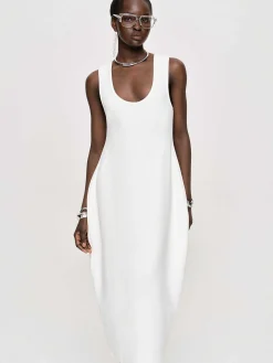 Source Unknown Robes-Robe Mi-Longue Adua Vase, Blanc