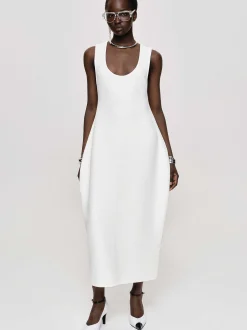 Source Unknown Robes-Robe Mi-Longue Adua Vase, Blanc