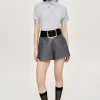 Source Unknown Accessoires-Short En Similicuir, Gris Fossile