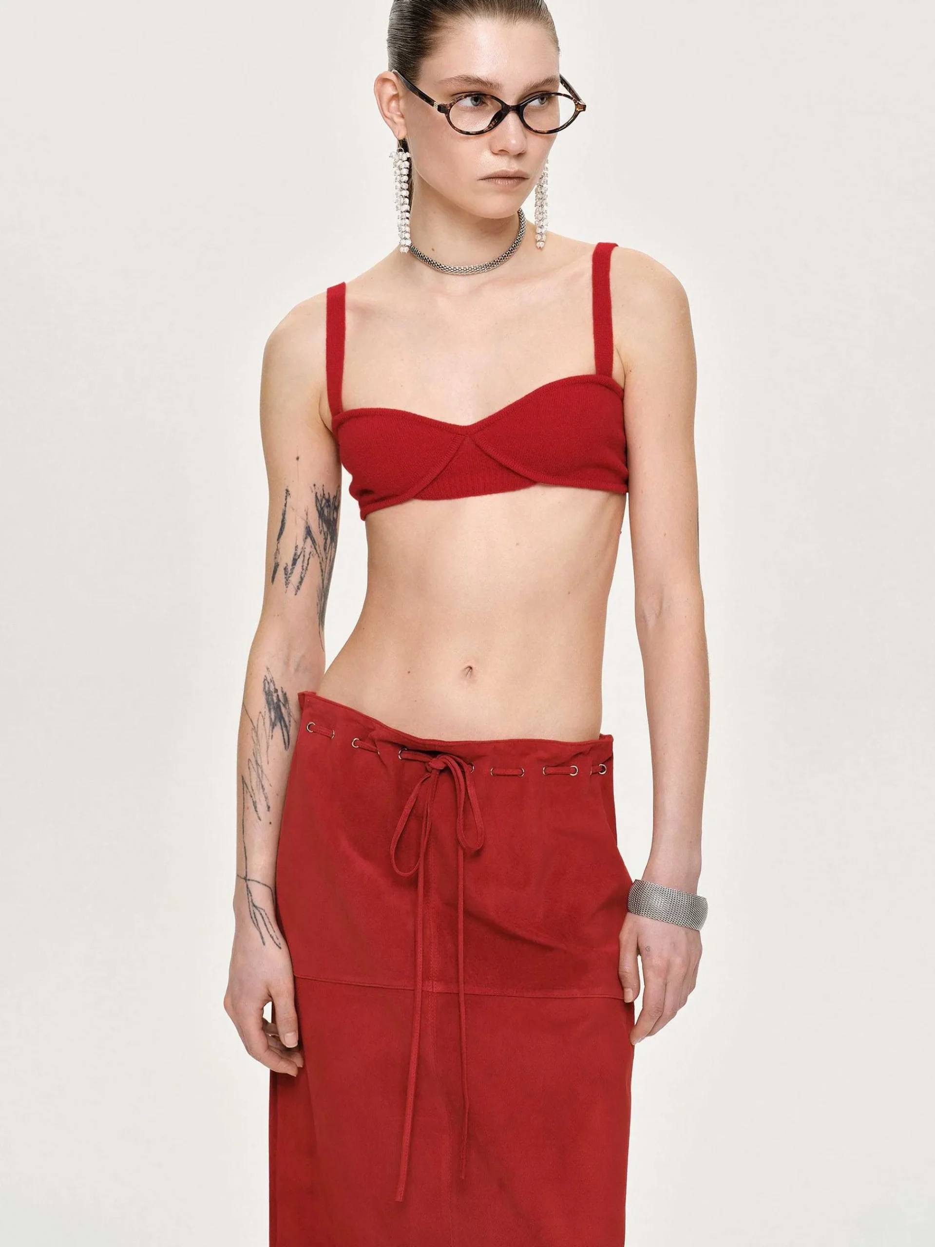 Source Unknown Vêtements-Soutien-Gorge En Tricot Cotele, Rouge